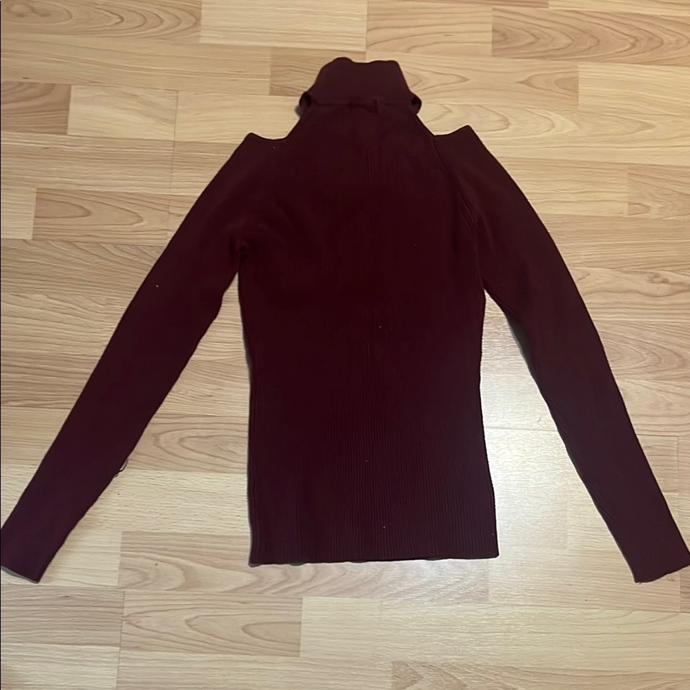 Carmen Marc Valvo Red Cowl Turtleneck Sweater